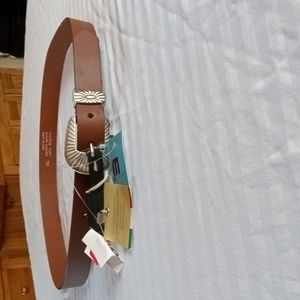 Martina Mori Italy Leather Belt Sm 33.5-37.5" brown Western Buckle nwt